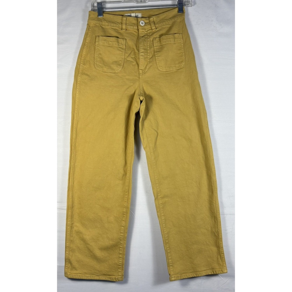 Madewell Emmett Wide Leg Crop Pants Mustard Yellow High Rise Utility Size 26